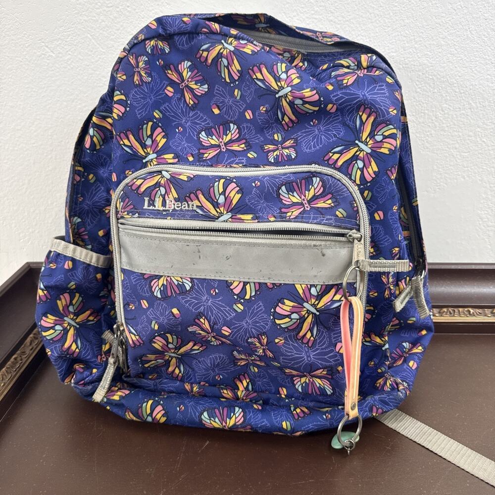 L.L. Bean Blue Butterfly Print Backpack